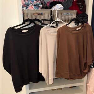 Zenana Outfitters Ribbed Crewneck Sweater - Black, Cream, Brown